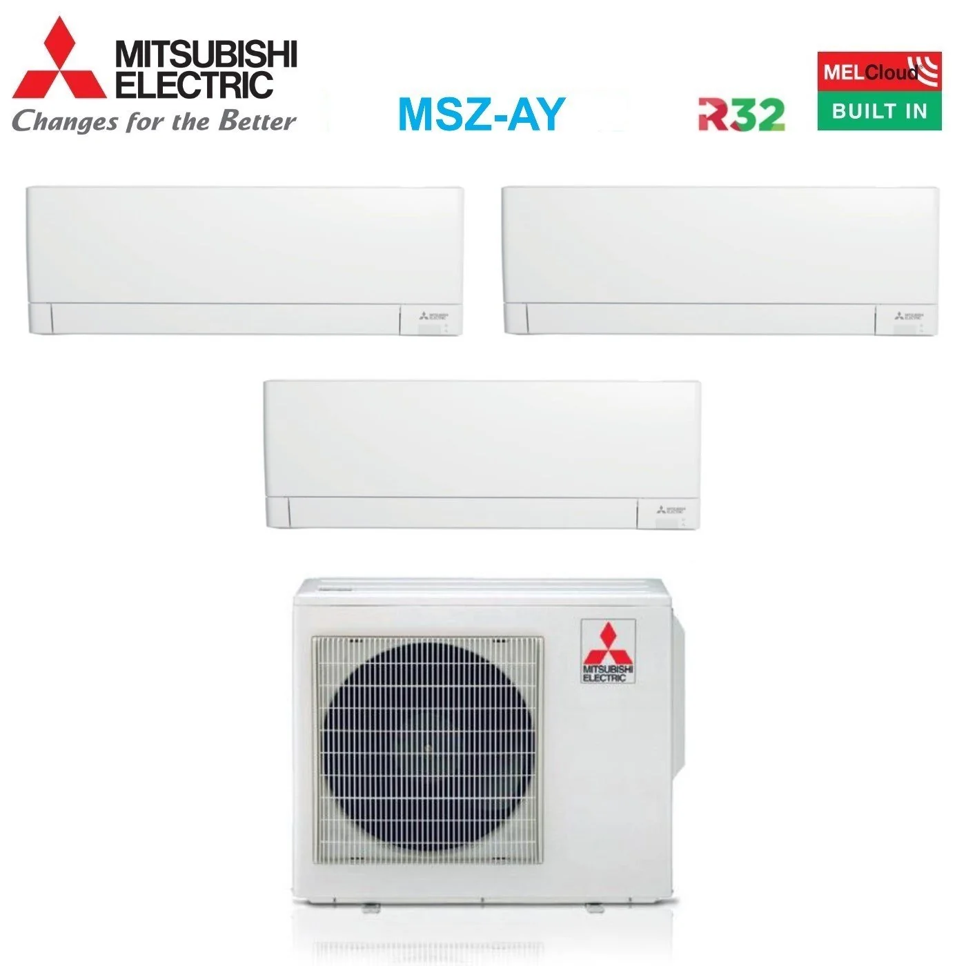 Mitsubishi Electric tri-split MSZ-AY 9000+9000+12000 BTU avec MXZ-3F68VF Wi-Fi